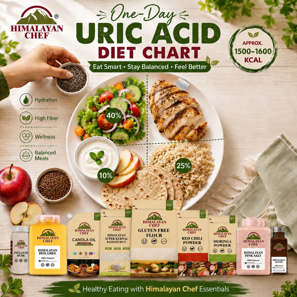 One Day Uric Acid Diet Chart with Himalayan Chef Grocery Essentials in Pakistan