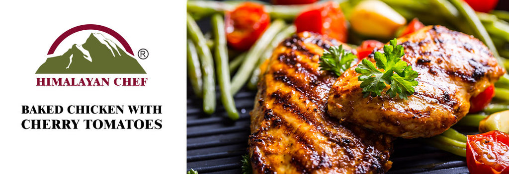 Baked Chicken with Cherry Tomatoes and Organic Pink Salt