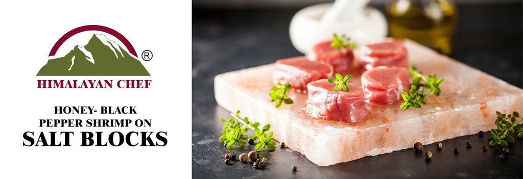 Honey- Black Pepper Shrimp On Salt Blocks