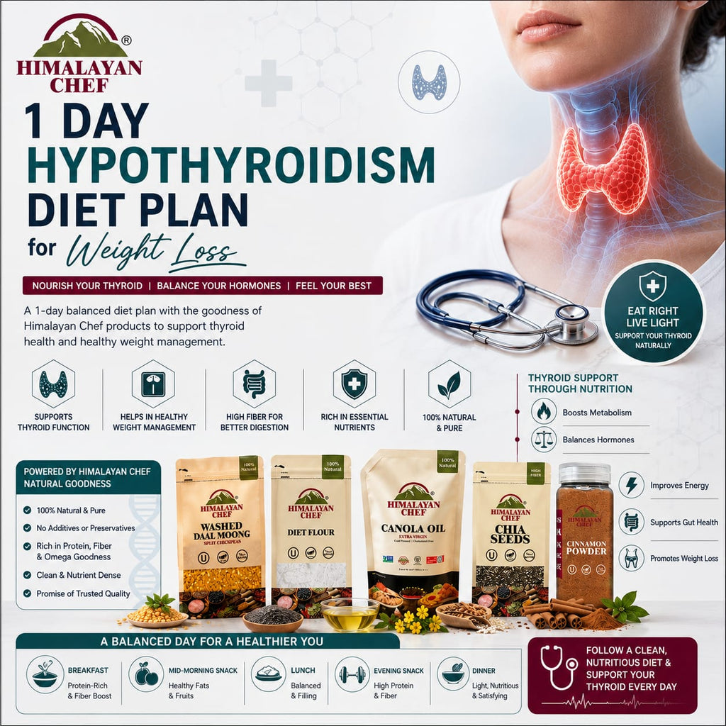 1 Day Hypothyroidism Diet Plan for Weight Loss Using Himalayan Chef Products