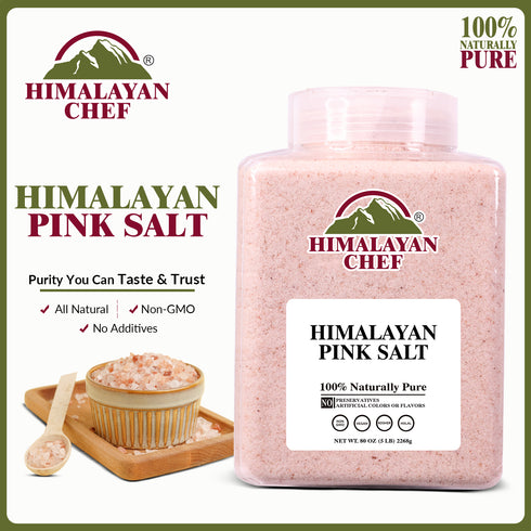 Pink Salt Fine Large Plastic Jar - 5 lbs (2268g) | Himalayan Chef