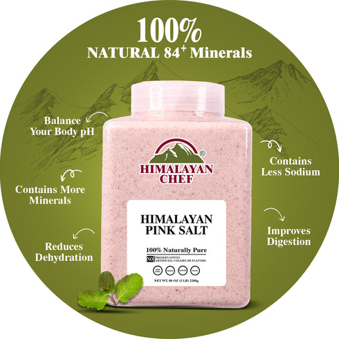 Pink Salt Fine Large Plastic Jar - 5 lbs (2268g) | Himalayan Chef