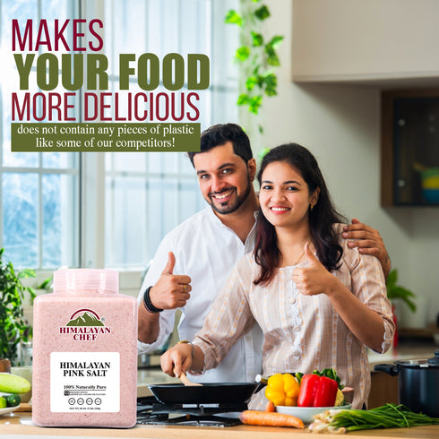Pink Salt Fine Large Plastic Jar - 5 lbs (2268g) | Himalayan Chef