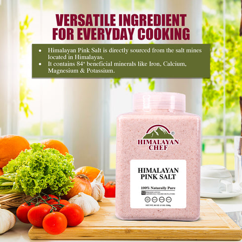 Pink Salt Fine Large Plastic Jar - 5 lbs (2268g) | Himalayan Chef