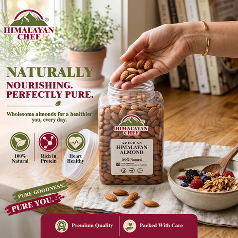American Almond - 2.9 lbs (1300g) Large Plastic Jar | Himalayan Chef