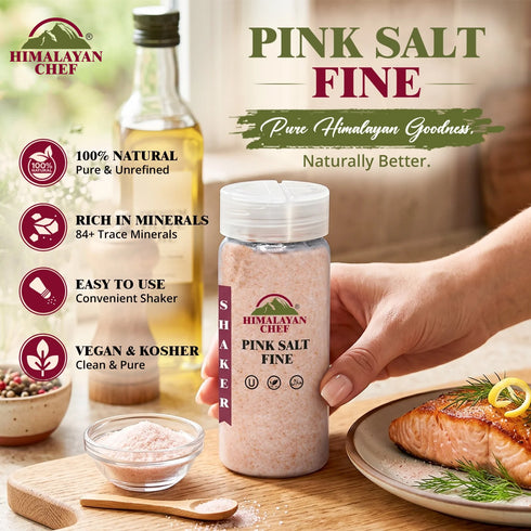 Gluten Free Pink Salt Fine Plastic Shaker - 0.78 lbs (354g) | Himalayan Chef