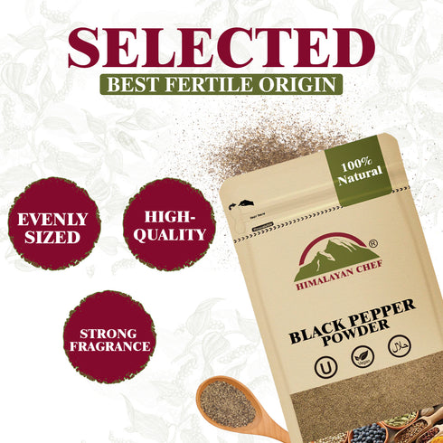 Black Pepper Powder - 0.22 lbs (100g) | Himalayan Chef