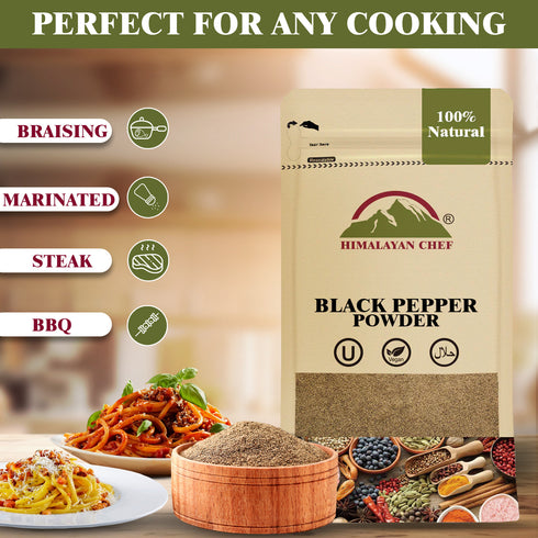 Black Pepper Powder - 0.22 lbs (100g) | Himalayan Chef