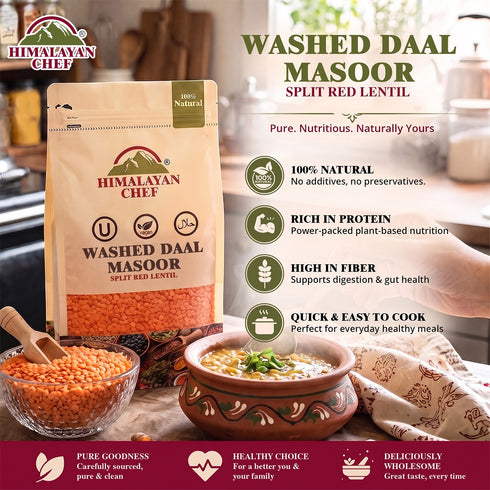Gluten Free Daal Masoor Washed - 2 lbs (908g) | Himalayan Chef