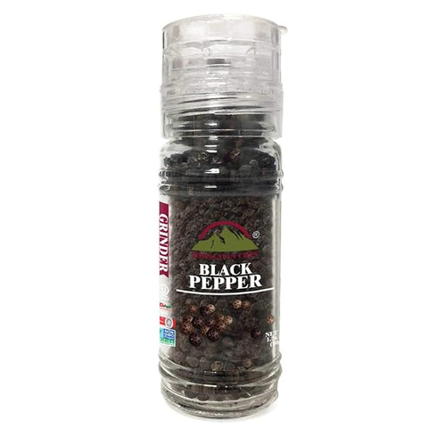 Black Pepper Whole Small Glass Grinder - 0.11 lbs (50g) | Himalayan Chef