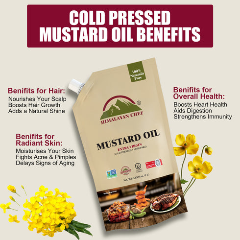 Himalayan Chef Mustard Oil - 11 lbs (1x5 Ltr) | Unrefined Extra Virgin