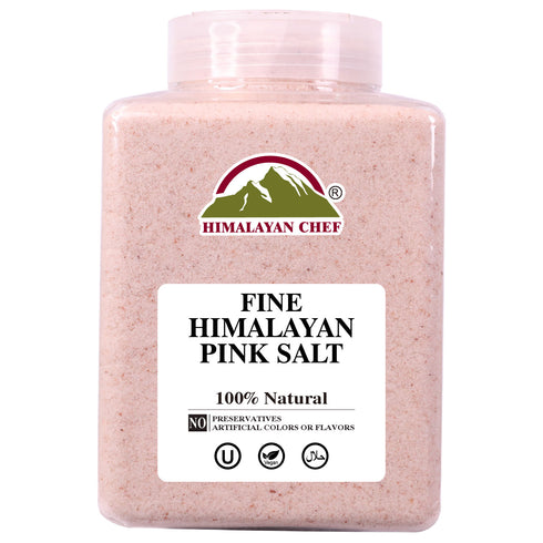Pink Salt Fine Large Plastic Jar - 5 lbs (2268g) | Himalayan Chef