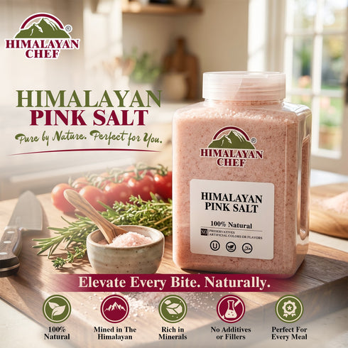 Pink Salt Fine Large Plastic Jar - 5 lbs (2268g) | Himalayan Chef