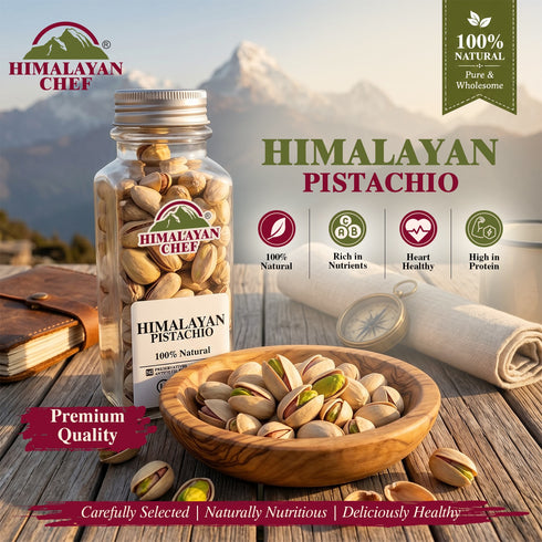 Pistachio Roasted (Pista) with Shell Square Plastics Jar - 0.37 lbs (170g) | Himalayan Chef