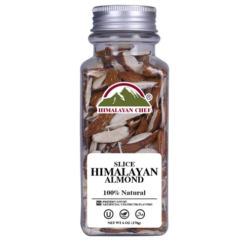 Almond Slice Square Plastic Jar - 0.37 lbs (170g) | Himalayan Chef