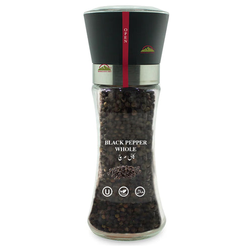 Black Pepper Whole Medium Glass Grinder - 0.18 lbs (85g) | Himalayan Chef