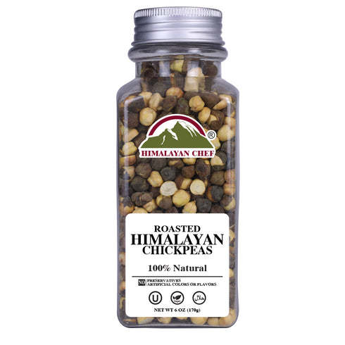 Roasted Black Chickpeas with shell Square Plastic Jar - 0.37 lbs (170g) | Himalayan Chef